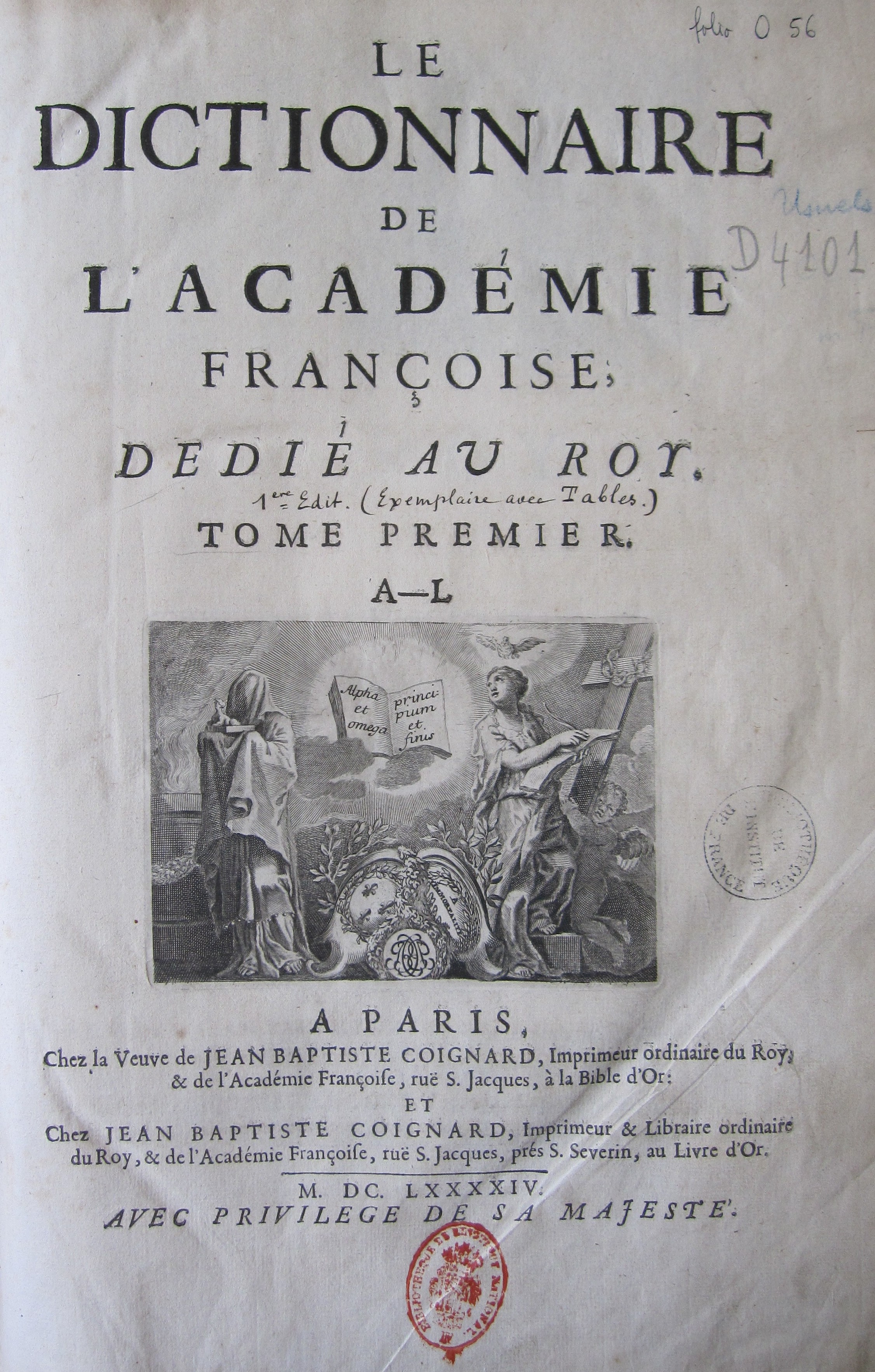 Le Dictionnaire de l'Académie française © Bibliothèque de l'Institut de France