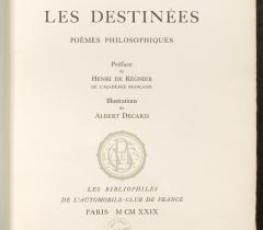 DECARIS (Albert) & VIGNY (Alfred de). Les Destinées. Poèmes philosophiques. (page de titre) © Bibliothèque de l'Institut de France