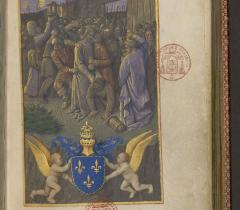 L’arrestation du Christ, Heures de Charles de France, Bib. Mazarine Ms 473, f. 13