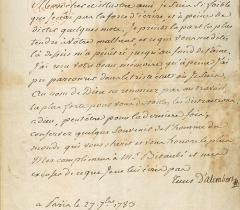 Lettre signée, de la main d’un secrétaire, 27 septembre 1783 Jean Le Rond d’Alembert, Lettres au comte Joseph-Louis Lagrange, feuillet 180