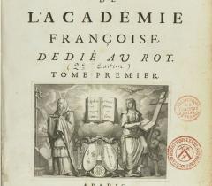 Dictionnaire de l'Académie française, 2e édition. Page de titre © BnF