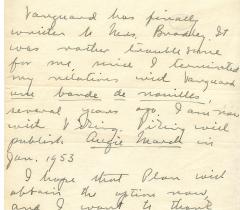 Lettre de Saul Bellow à Michel Déon, 2 avril 1952 © Bibliothèque de l'Institut de France
