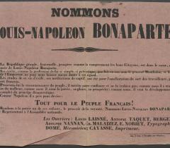  Lovenjoul Affiches 1848-1849 in-4° Réserve. Pièce n° 9. Candidature de Louis-Napoléon Bonaparte. © Bibliothèque de l'Institut de France