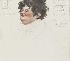 Album de soixante-treize portraits charges d’artistes, littérateurs et savants contemporains / Julien-Léopold Boilly.-Ms 7749 © Bibliothèque de l'Institut de France Ms 7749 portrait charge de Joseph Fourier © Bibliothèque de l'Institut de France