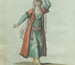 Costumes civils actuels de tous les peuples connus dessinés d'après nature...T.2/Sylvain Maréchal. Paris ; Pavard, 1788. Moeurs et coutumes des circassiens, Femme Tatare d'Astragan.