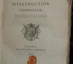 "Code d'instruction criminelle" de 1810. © - Bibliothèque de l'Institut de France