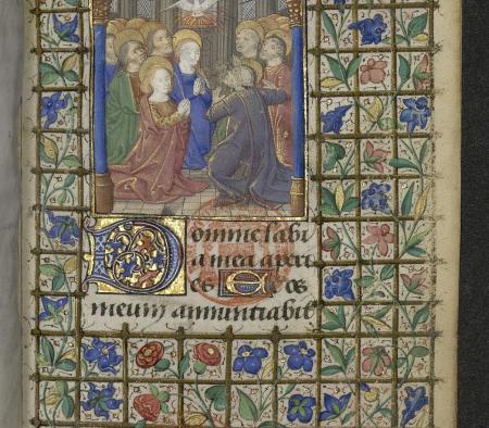 Pentecôte, Heures à l’usage de Troyes, Bib. Mazarine Ms 511 f. 143